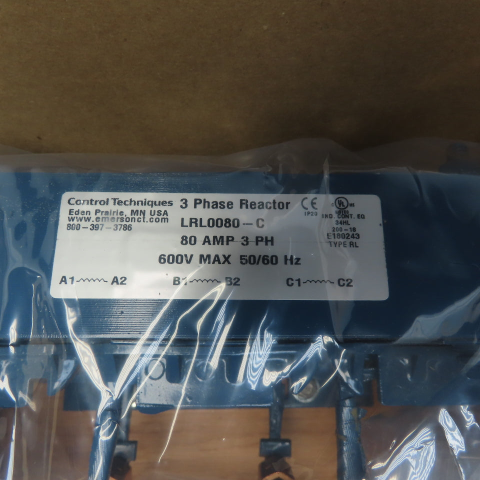 Control Techniques LRLO080-C 80A Line Reactor 3Ph 600V 50/60 Hz Type RL