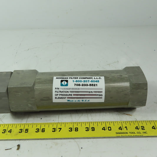 Norman Filter Company 4316AF-B10CN Inline Filter Assembly 3000 PSI 1" FPT
