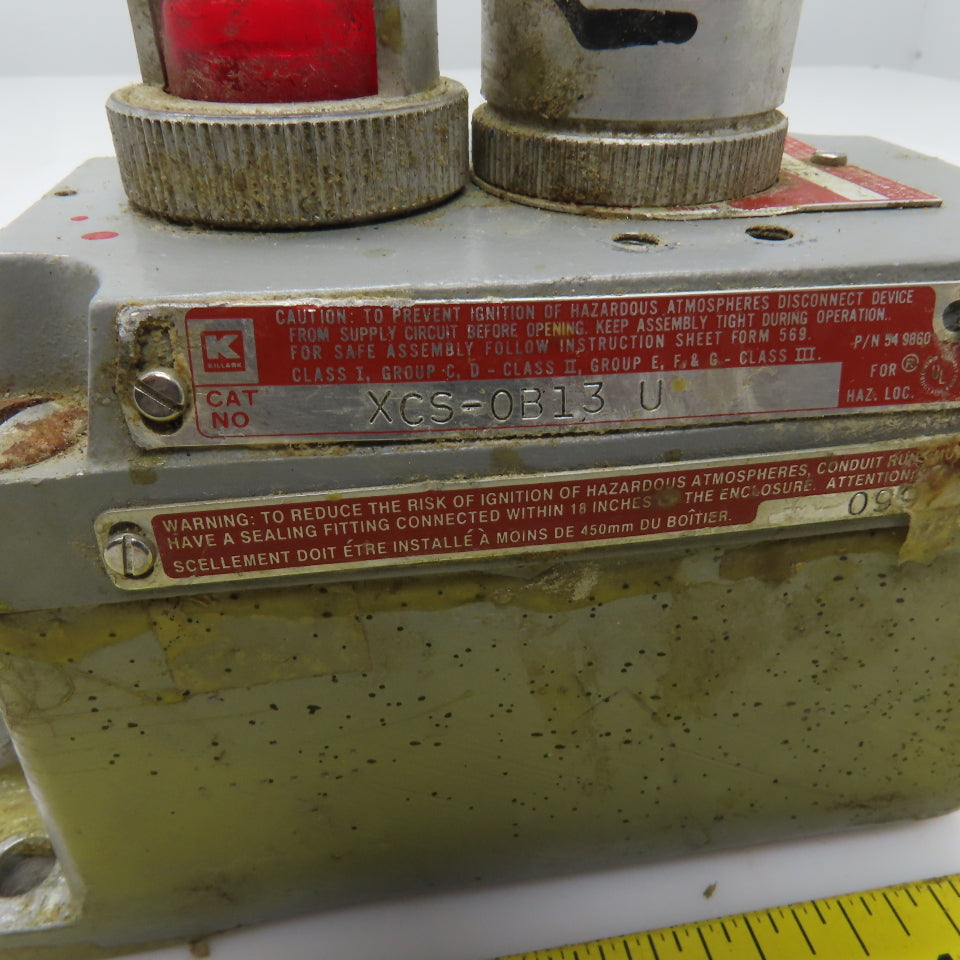 Killark XCS-0B13-U Control Station Push Button Switch/Pilot Light 600V Hazardous