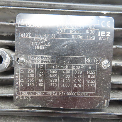Leroy-Somer LSM112MU 4KW Electric Motor 265/460V 3Ph 4 Wire B Flange W/Brake