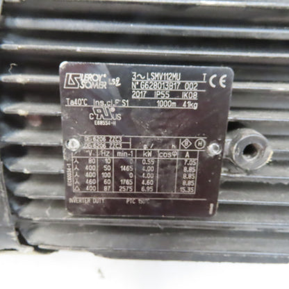 Leroy-Somer LSM112MU 4KW Electric Motor 265/460V 3Ph 4 Wire B Flange W/Brake