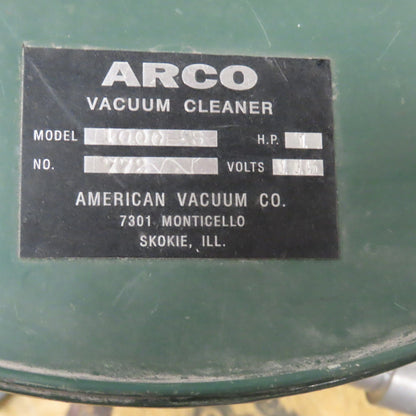 Arco Wand 1000-S 1HP Stationary Vacuum Cleaner 115V 1PH 4 Gallon Continuous Duty