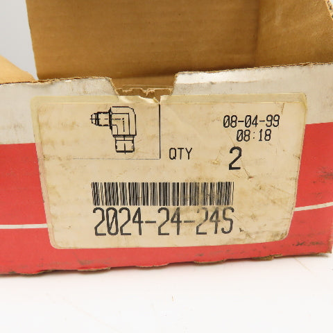 Aeroquip 2024-24-24S -24 Male NPTF x -24 Male 37° JIC Flare Male Elbow 90° Lot/2