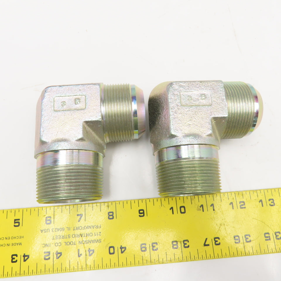 Aeroquip 2024-24-24S -24 Male NPTF x -24 Male 37° JIC Flare Male Elbow 90° Lot/2