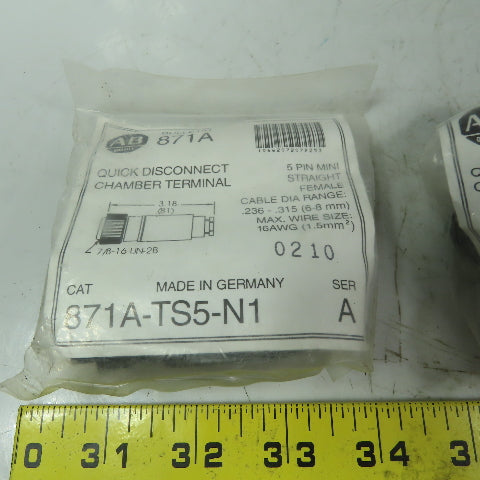 Allen Bradley 871A-TS5-N1 Terminal Chamber 5-Pin Strght Female Plug 16AWG Lot/4
