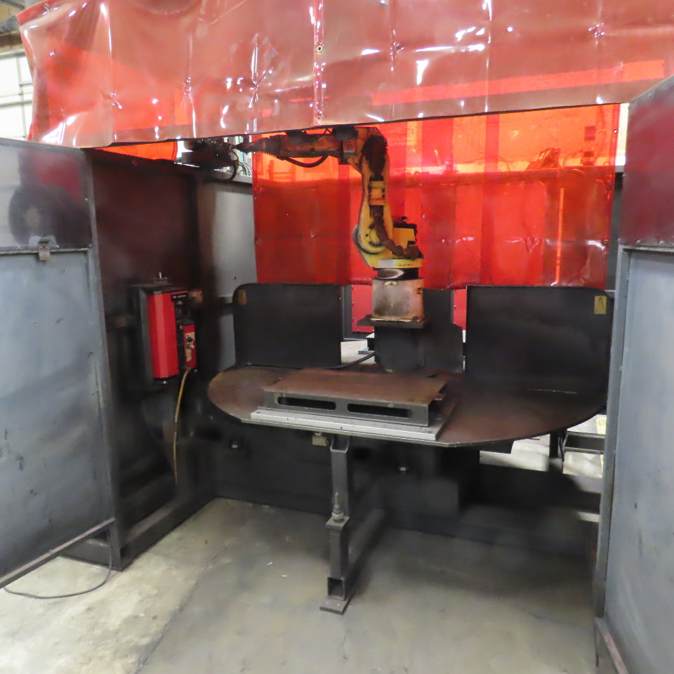 Lincoln Fanuc 6 Axis Dual Zone Robotic Welding Cell 480V 3PH 570A Power Wave 455