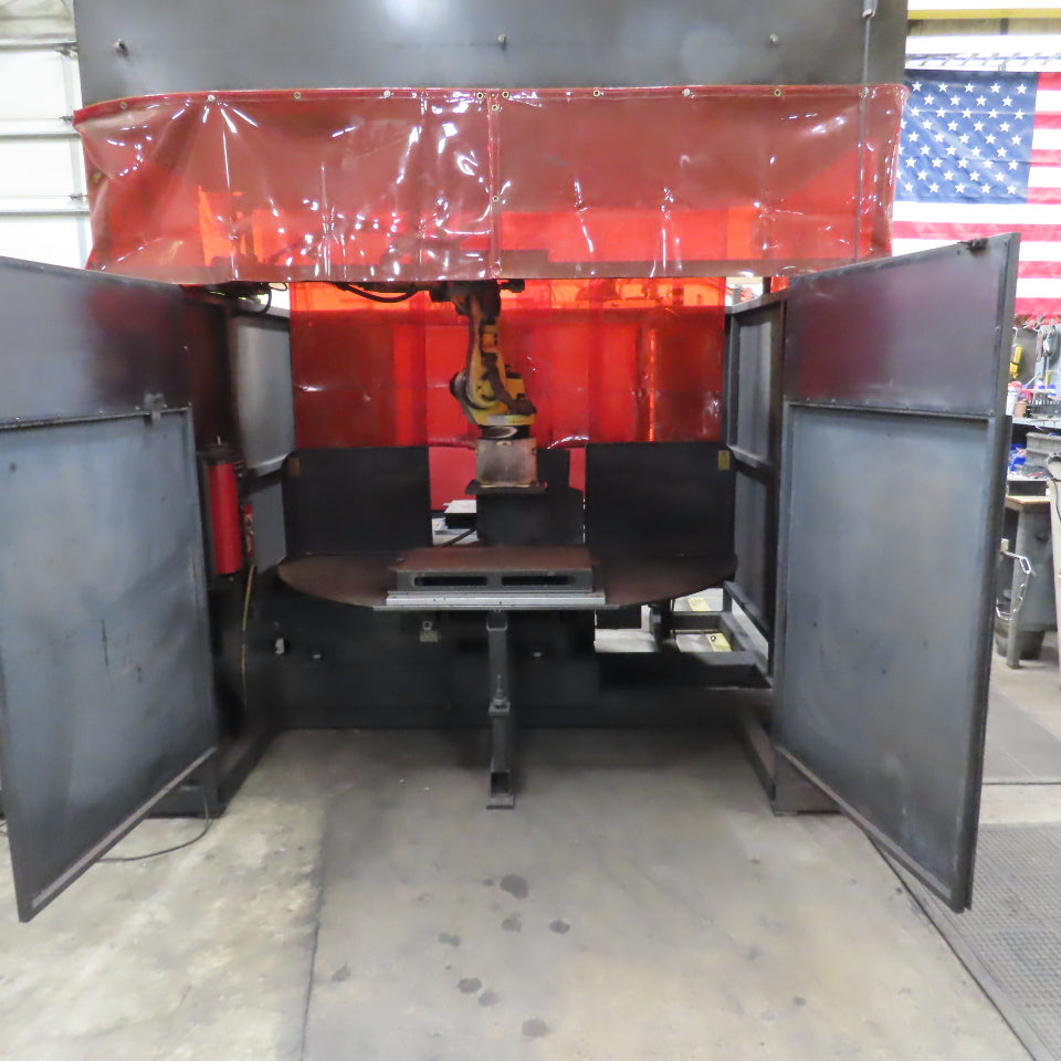 Lincoln Fanuc 6 Axis Dual Zone Robotic Welding Cell 480V 3PH 570A Power Wave 455