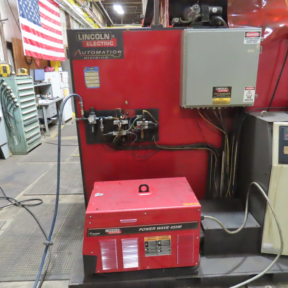 Lincoln Fanuc 6 Axis Dual Zone Robotic Welding Cell 480V 3PH 570A Power Wave 455