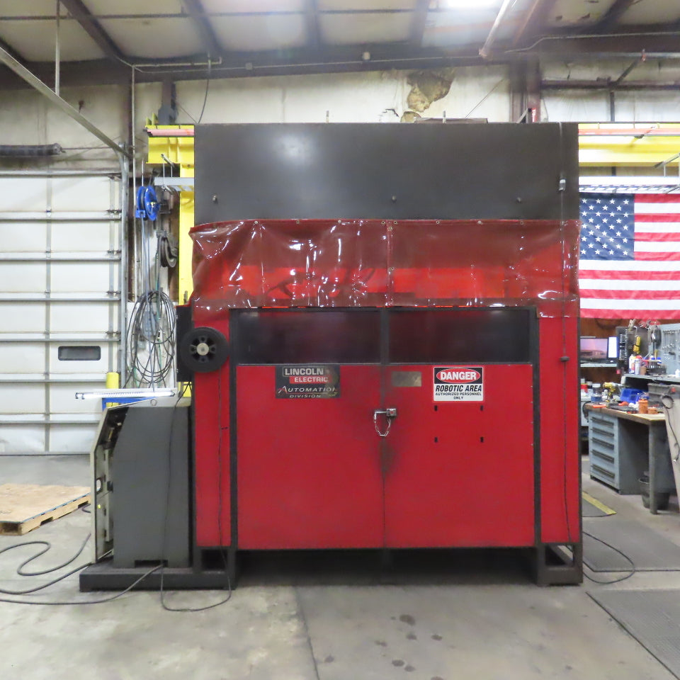 Lincoln Fanuc 6 Axis Dual Zone Robotic Welding Cell 480V 3PH 570A Power Wave 455