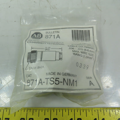 Allen Bradley 871A-TS4-NM1 Terminal Chamber 5-Pin Straight Male Plug 16AWG