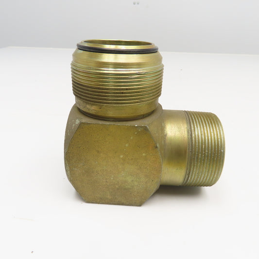 2-1/2" (-32) JIC ORS O-Ring Seal x 2-1/2" (-32) NPTF Male Elbow 90°