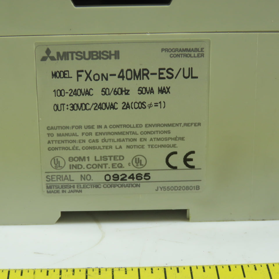 MITSUBISHI Fxon-40MR-ES/UL PLC Programmable Controller 100-240VAC 50/60Hz 2A