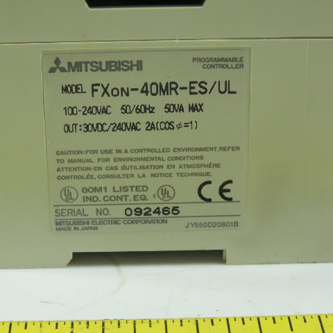 MITSUBISHI Fxon-40MR-ES/UL PLC Programmable Controller 100-240VAC 50/60Hz 2A