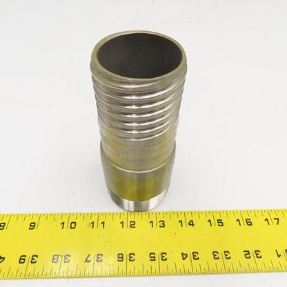 2" NPT x 2" Spiral Wound Composite Hose Barb Stainless Steel 5-1/2" OAL
