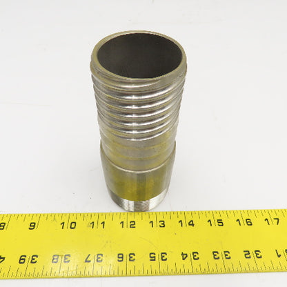 2" NPT x 2" Spiral Wound Composite Hose Barb Stainless Steel 5-1/2" OAL