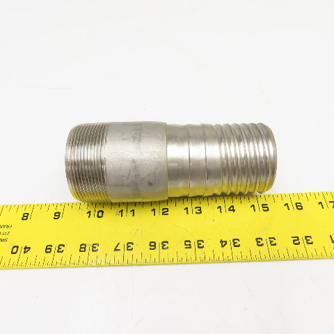 2" NPT x 2" Spiral Wound Composite Hose Barb Stainless Steel 5-1/2" OAL