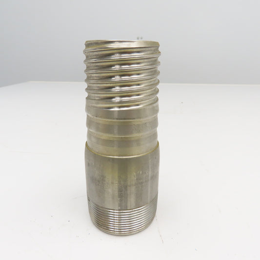 2" NPT x 2" Spiral Wound Composite Hose Barb Stainless Steel 5-1/2" OAL
