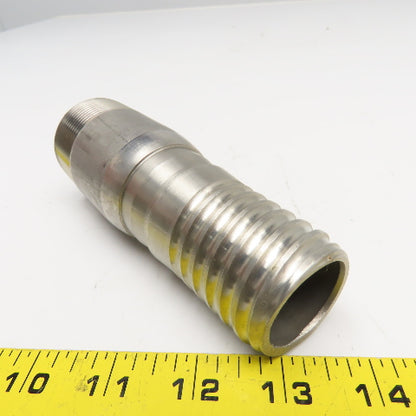 1-1/2" NPT x 1-1/2" Spiral Wound Composite Hose Barb Stainless Steel 5-1/2" OAL