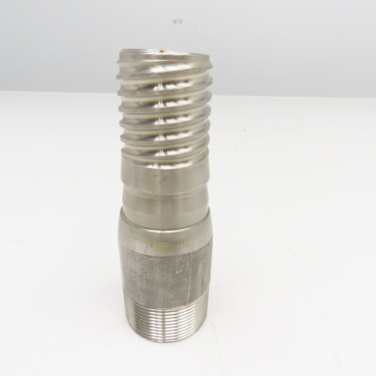 1-1/2" NPT x 1-1/2" Spiral Wound Composite Hose Barb Stainless Steel 5-1/2" OAL