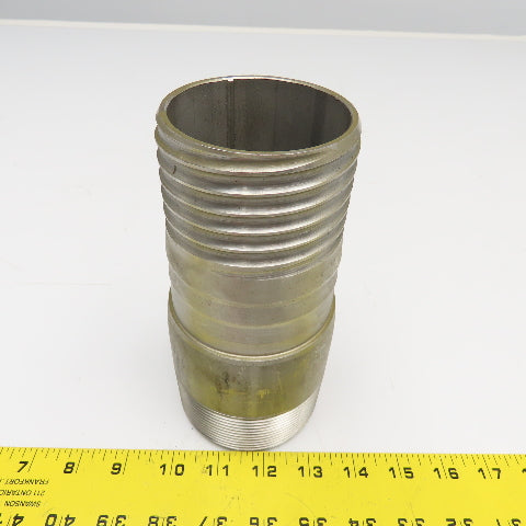 3" NPT x 3" Spiral Wound Composite Hose Barb Stainless Steel 7-1/4" OAL