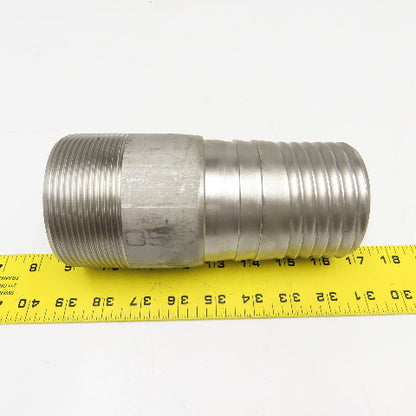 3" NPT x 3" Spiral Wound Composite Hose Barb Stainless Steel 7-1/4" OAL