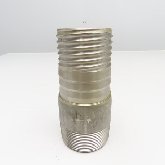 3" NPT x 3" Spiral Wound Composite Hose Barb Stainless Steel 7-1/4" OAL