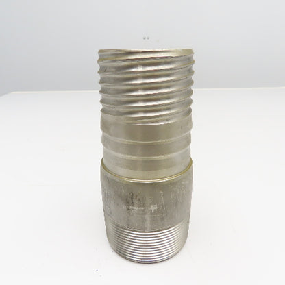 3" NPT x 3" Spiral Wound Composite Hose Barb Stainless Steel 7-1/4" OAL