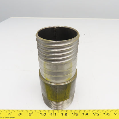 3" NPT x 3" Spiral Wound Composite Hose Barb Carbon Steel 7-1/4" OAL