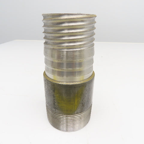 3" NPT x 3" Spiral Wound Composite Hose Barb Carbon Steel 7-1/4" OAL