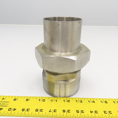 3"-8 NPTF Male x 3" OD Sanitary DIN Weld Liner Coupling Adaptor