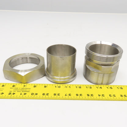 3"-8 NPTF Male x 3" OD Sanitary DIN Weld Liner Coupling Adaptor