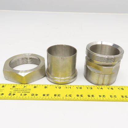 3"-8 NPTF Male x 3" OD Sanitary DIN Weld Liner Coupling Adaptor