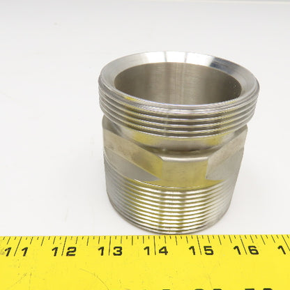 3"-8 NPTF Male x 3" OD Sanitary DIN Weld Liner Coupling Adaptor