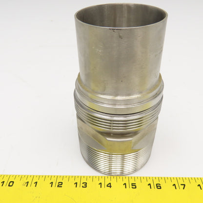 3"-8 NPTF Male x 3" OD Sanitary DIN Weld Liner Coupling Adaptor