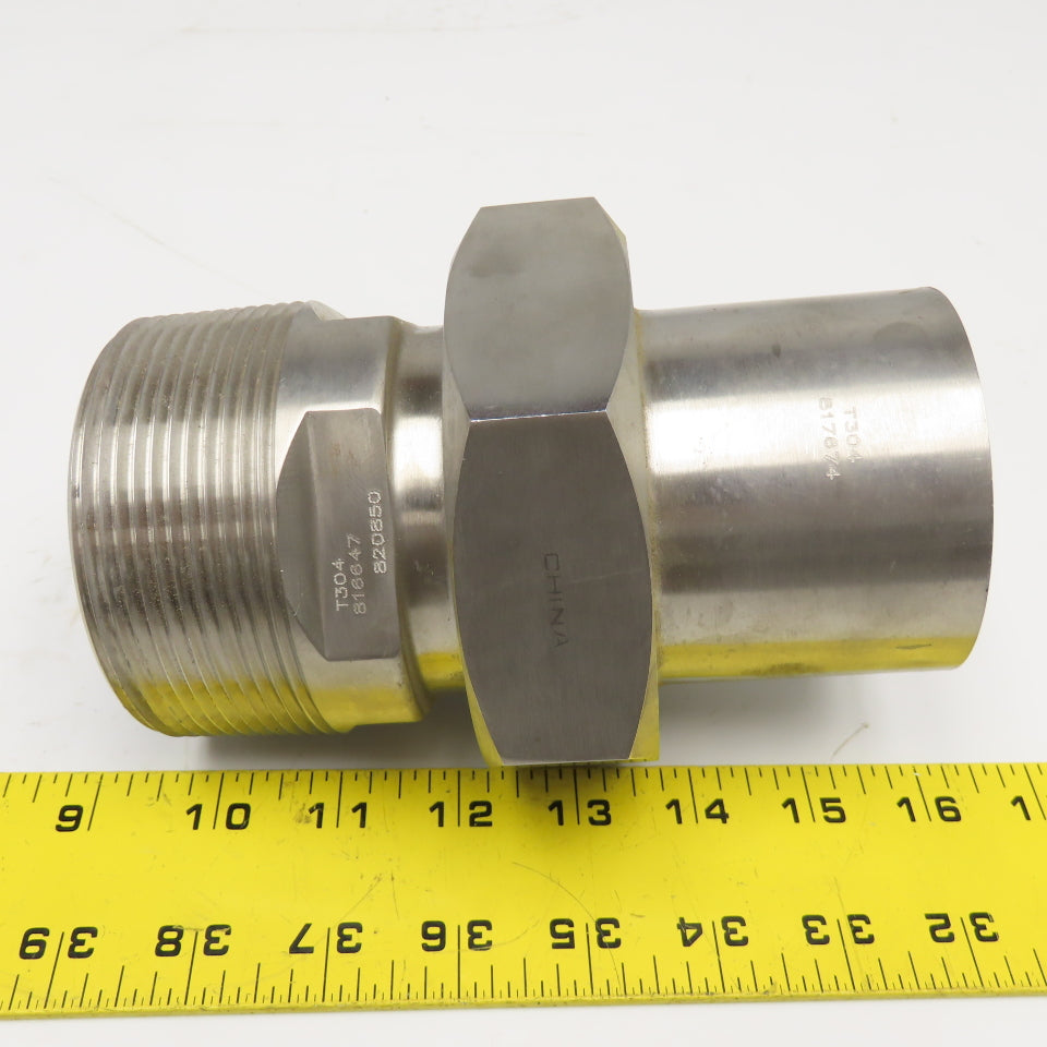 3"-8 NPTF Male x 3" OD Sanitary DIN Weld Liner Coupling Adaptor