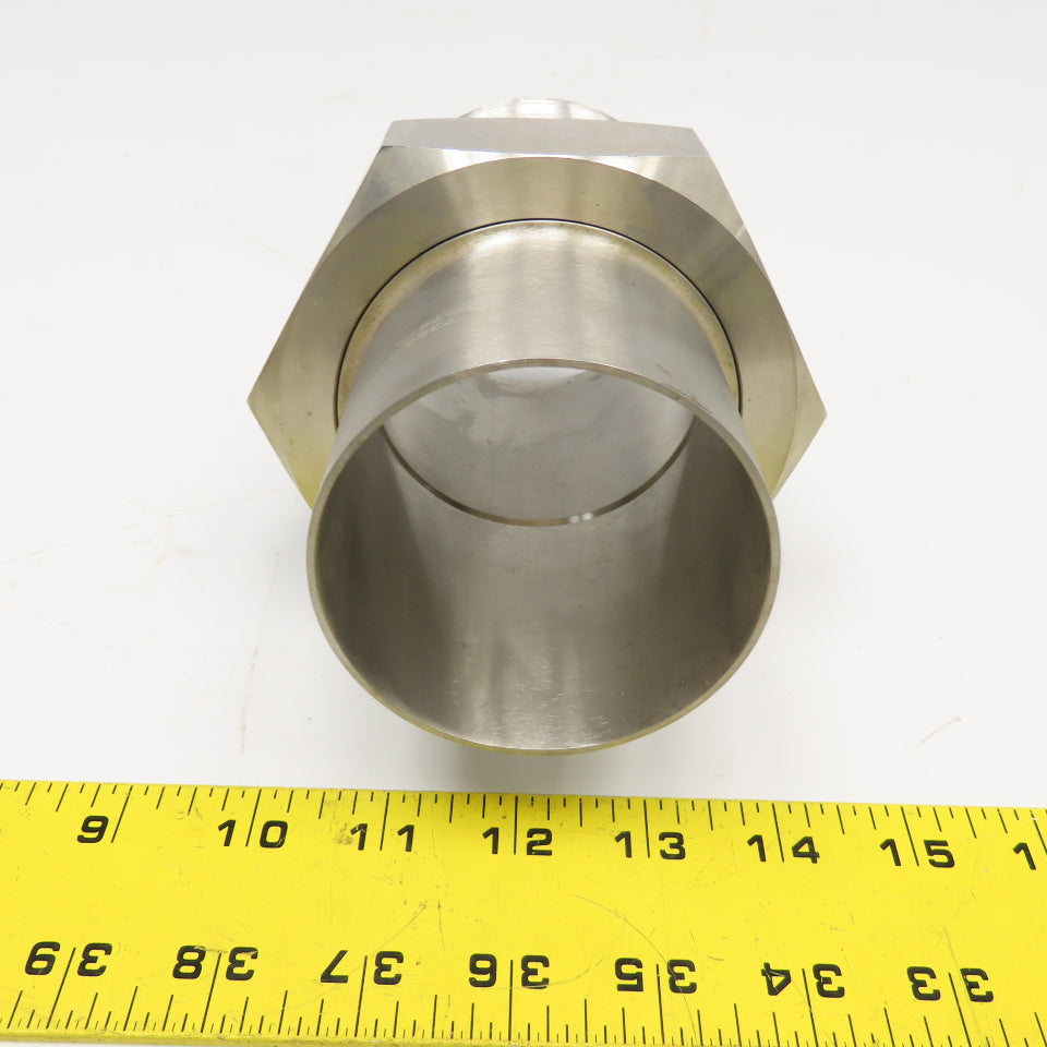 3"-8 NPTF Male x 3" OD Sanitary DIN Weld Liner Coupling Adaptor
