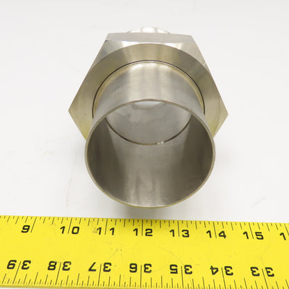 3"-8 NPTF Male x 3" OD Sanitary DIN Weld Liner Coupling Adaptor