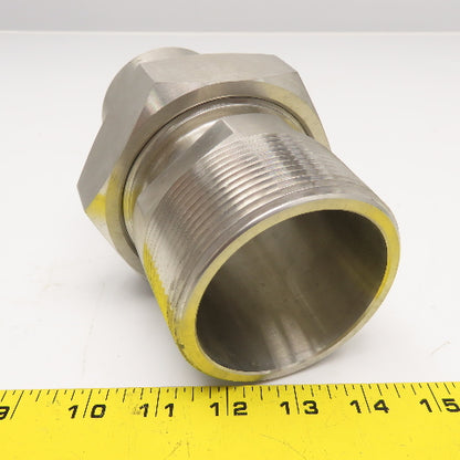 3"-8 NPTF Male x 3" OD Sanitary DIN Weld Liner Coupling Adaptor