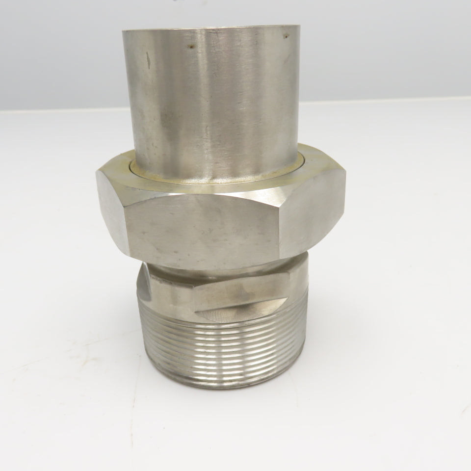 3"-8 NPTF Male x 3" OD Sanitary DIN Weld Liner Coupling Adaptor