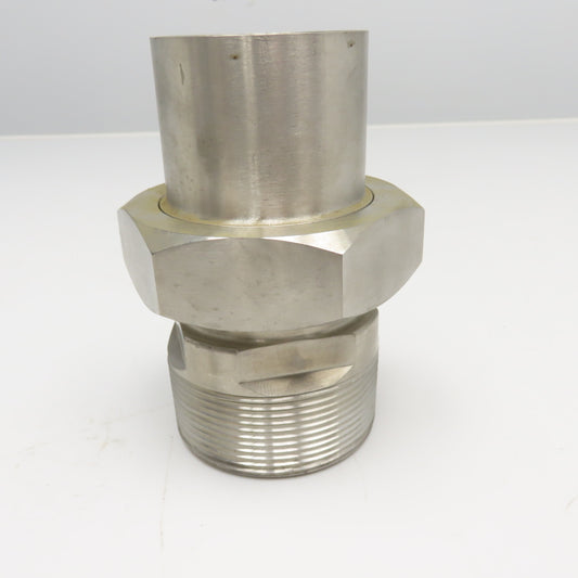 3"-8 NPTF Male x 3" OD Sanitary DIN Weld Liner Coupling Adaptor