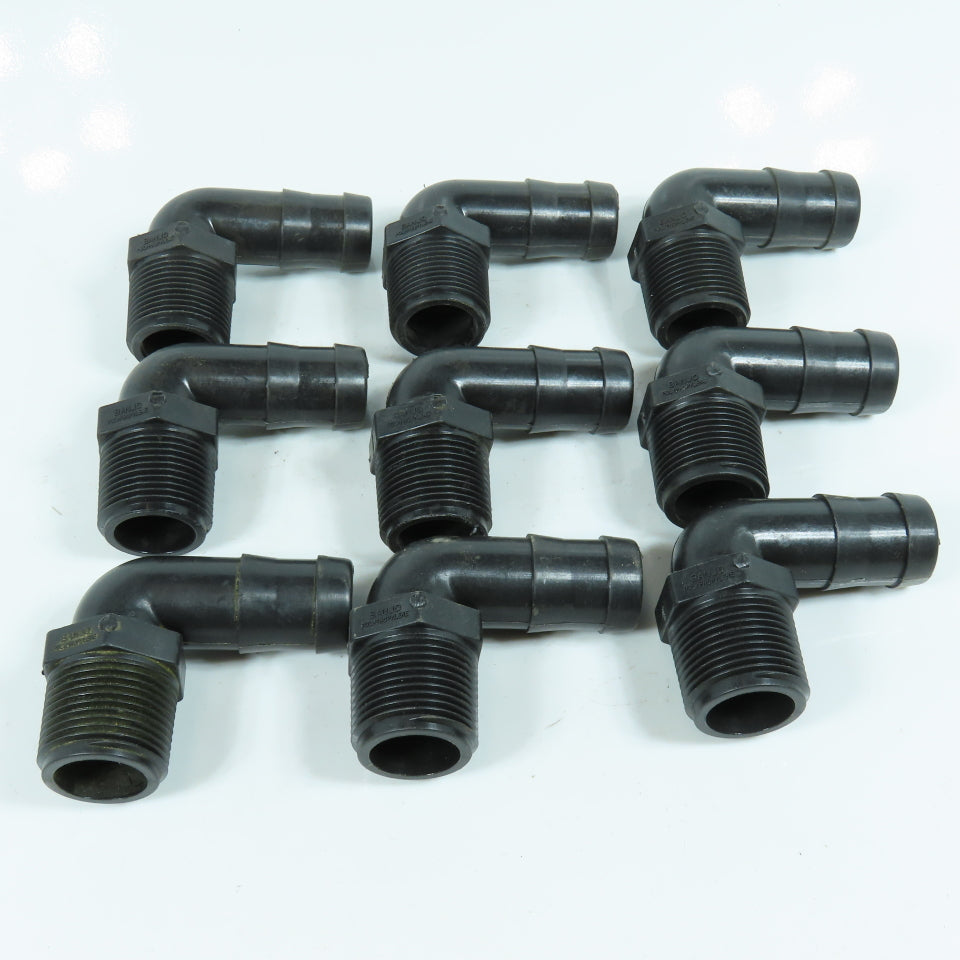 Banjo 1" x Hose Barb 90 Degree Elbow SCH80 Polypropylene Lot of 9