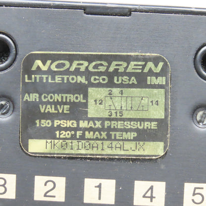 Norgren MK01D0A14ALJX 2 Way Pneumatic Valve Single Solenoid 110V Coil