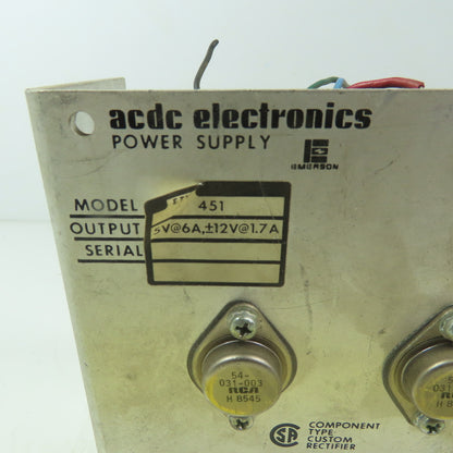 acdc Electronics Model 451 Power Supply 5 V @ 6 A ±12 V @ 1.7 A