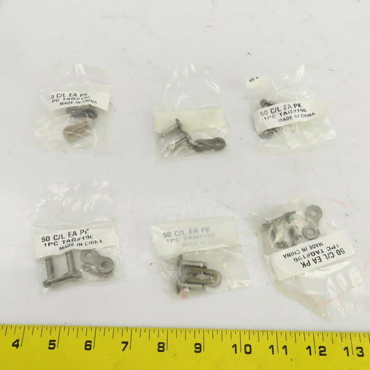 #50 Roller Chain Connecting Link W/Spring Clip Lot Of 6 Sets