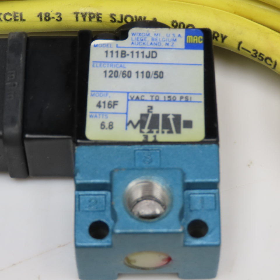MAC 111B-111JD Pneumatic Solenoid Valve Wired 120V 50/60Hz