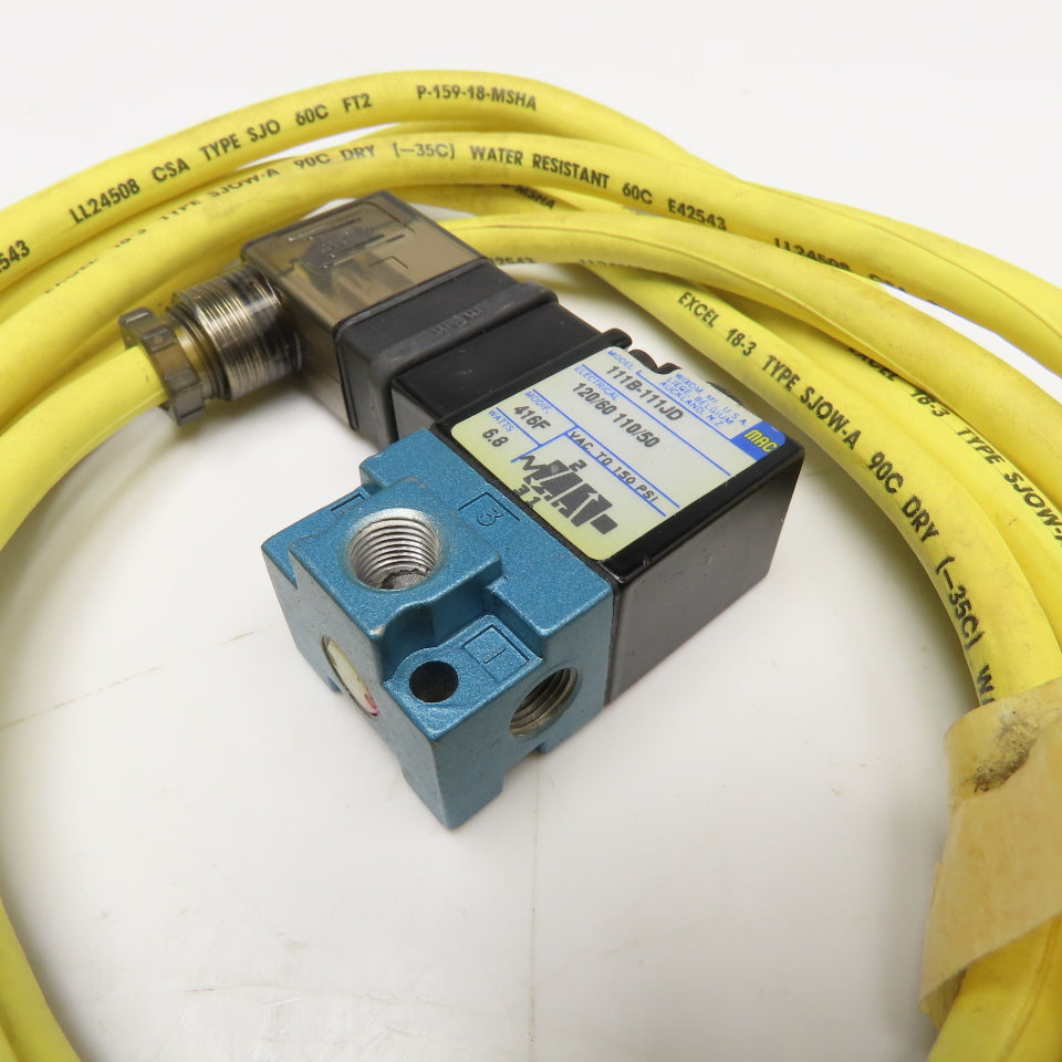 MAC 111B-111JD Pneumatic Solenoid Valve Wired 120V 50/60Hz