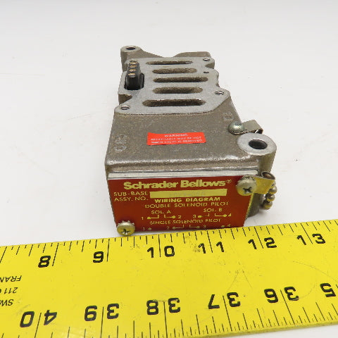 Schrader Bellows K022-090 Double Solenoid Pilot Valve Sub Base