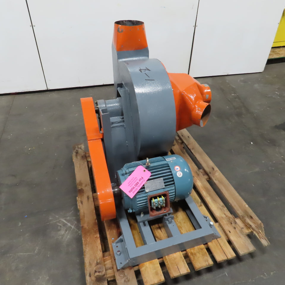 5.5kW Belt Driven Material Mover Centrifugal Blower 20" Wheel 1750RPM 480V 3PH