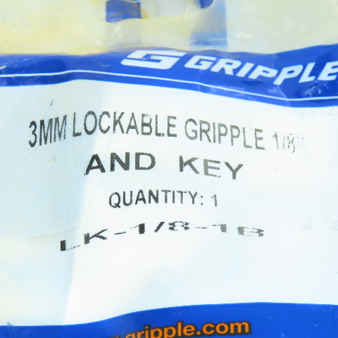 Gripple LK-1/8-1B 3mm Lockable Gripple Wire Loop Fastener W/ Key Lot of 3