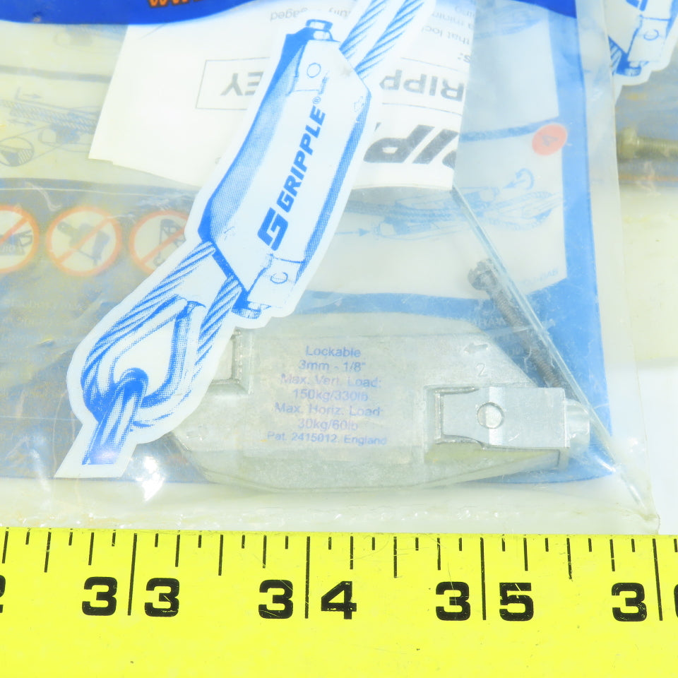Gripple LK-1/8-1B 3mm Lockable Gripple Wire Loop Fastener W/ Key Lot of 3